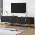 Meuble TV noir et or de 180 cm avec placards pour téléviseurs jusqu'à 203 cm