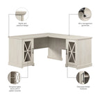Bureau d'angle en L de style ferme avec armoires de rangement