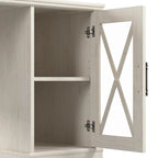 Bureau d'angle en L de style ferme avec armoires de rangement