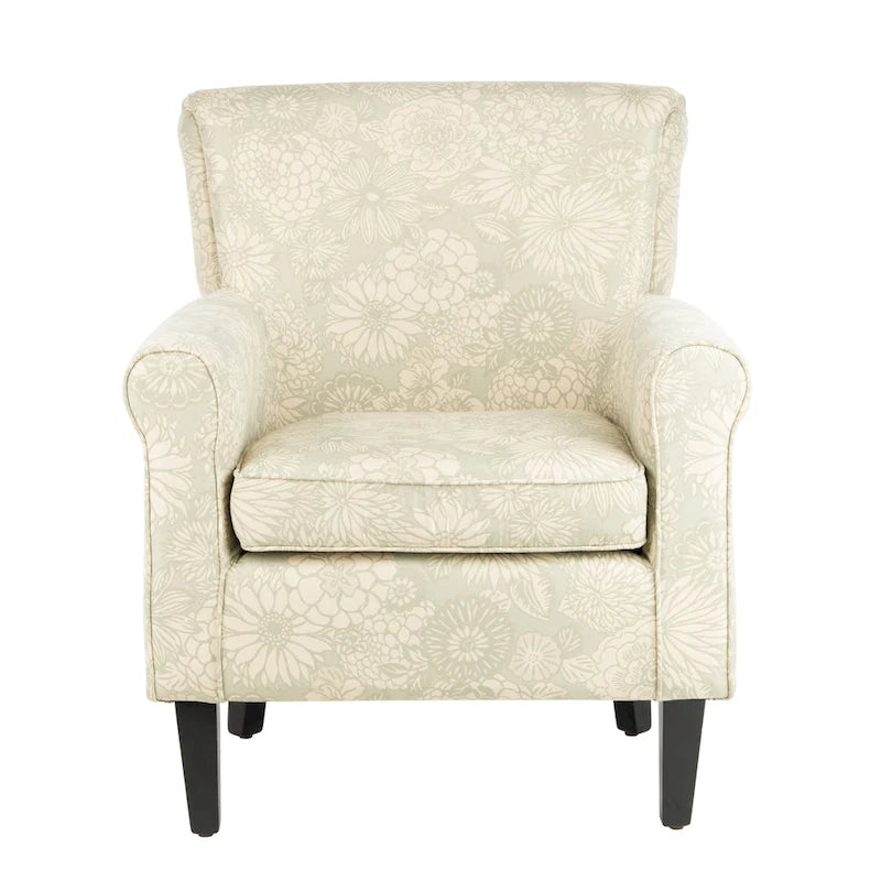 Fauteuil club gris à motif de jardin