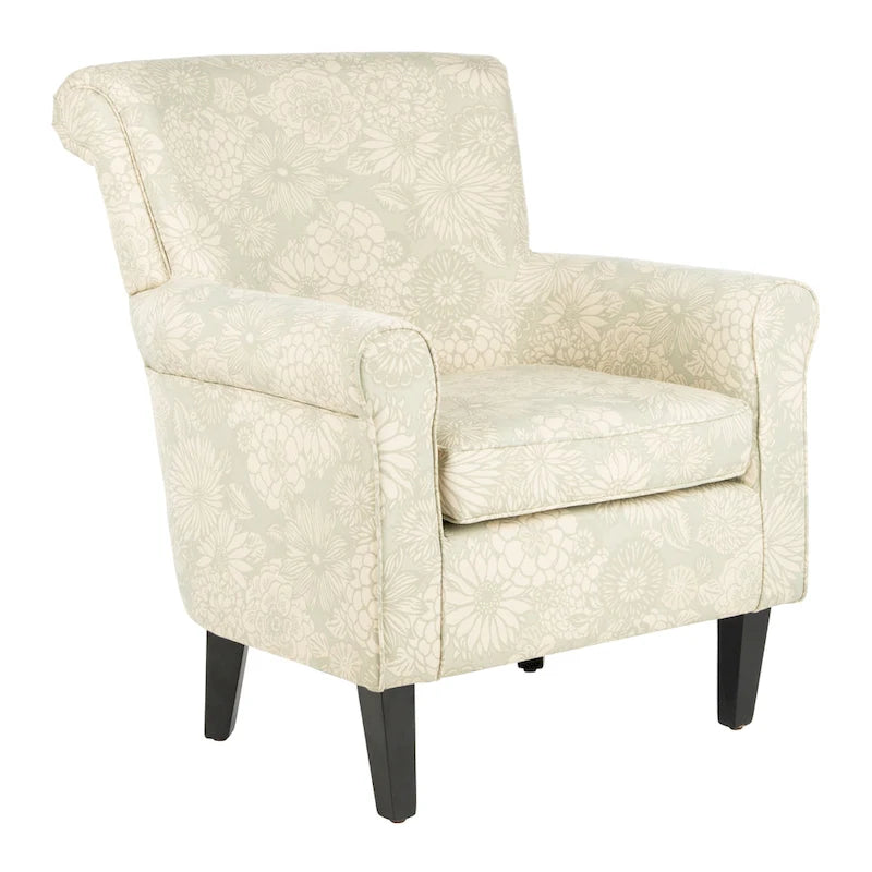 Fauteuil club gris à motif de jardin
