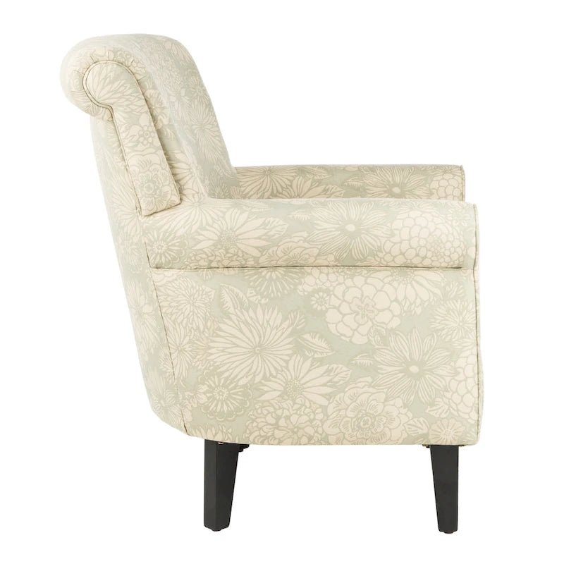 Fauteuil club gris à motif de jardin