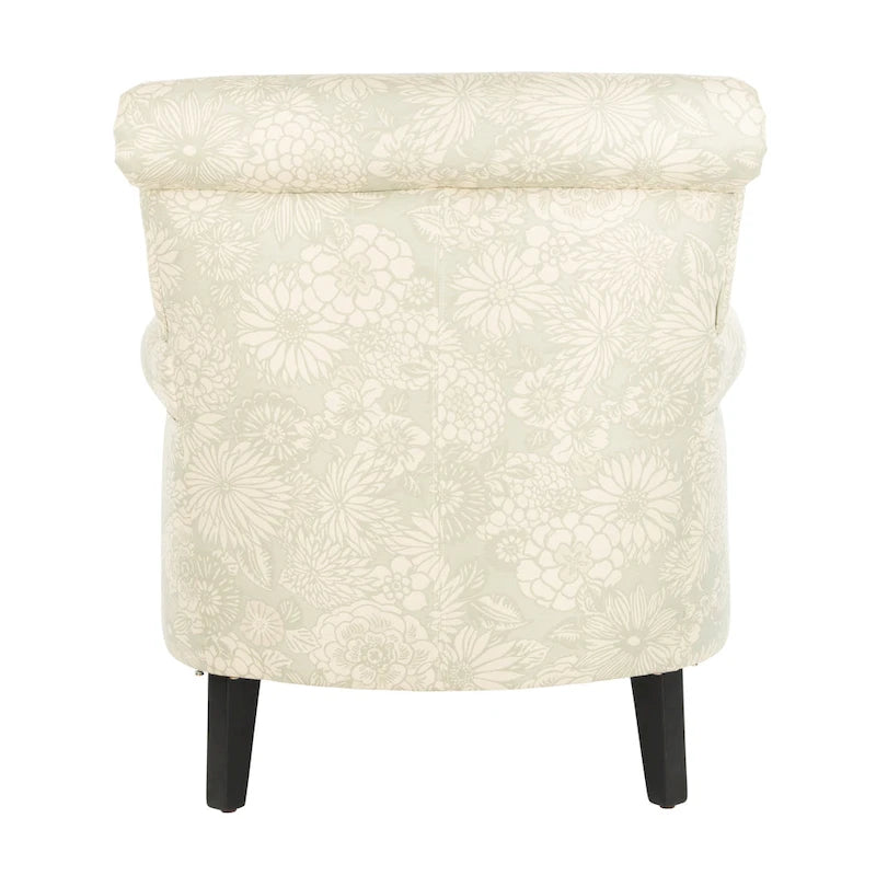 Fauteuil club gris à motif de jardin