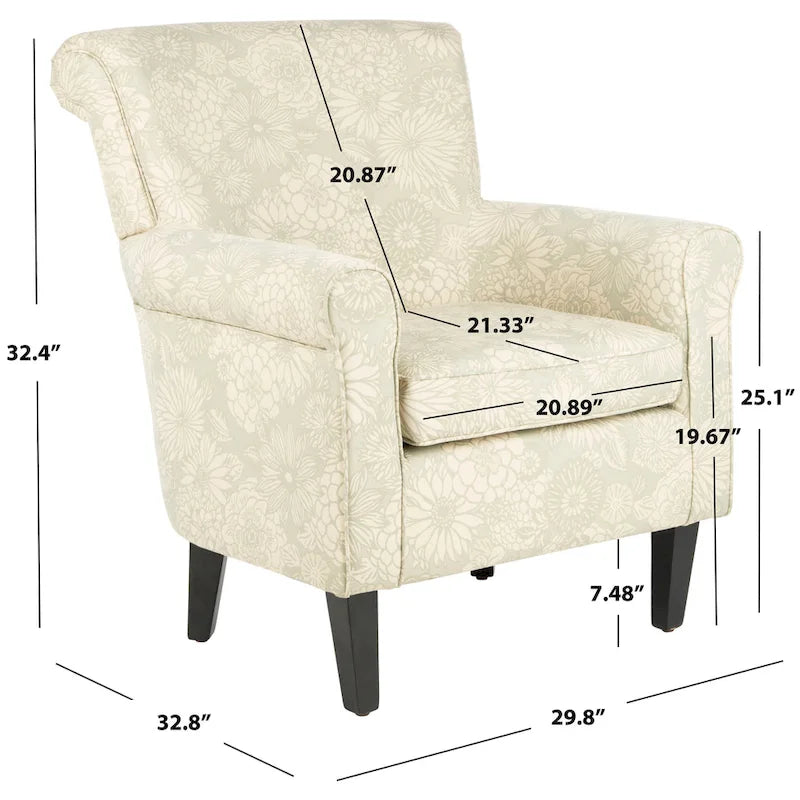 Fauteuil club gris à motif de jardin