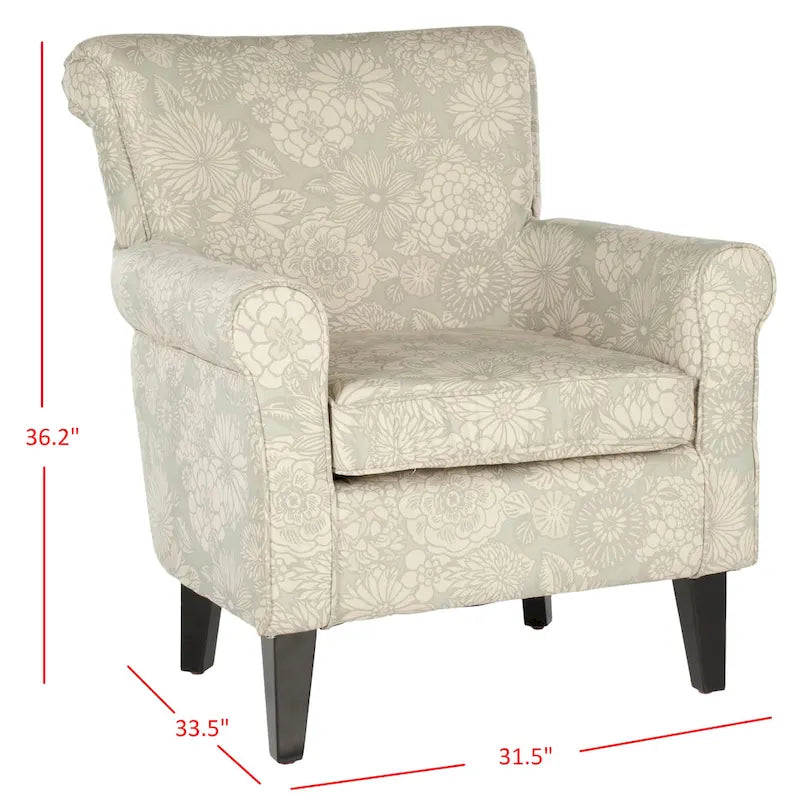Fauteuil club gris à motif de jardin