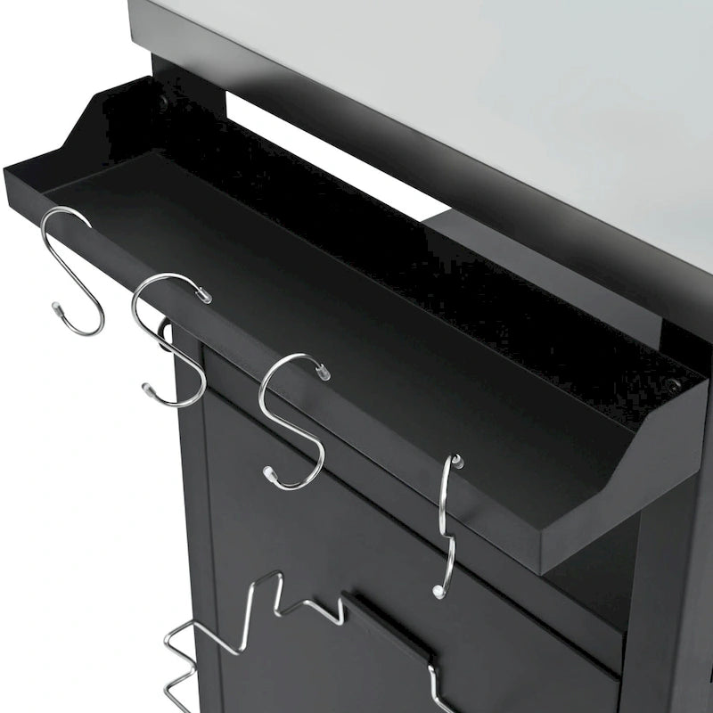 Chariot de cuisine d'extérieur avec plateau en acier inoxydable et armoire de rangement
