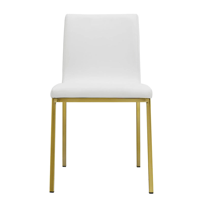 Chaises de salle à manger blanches avec pieds en or brossé (lot de 2)