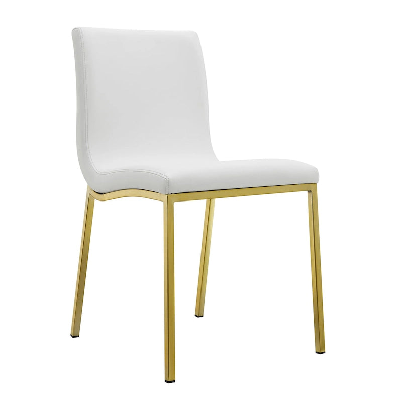 Chaises de salle à manger blanches avec pieds en or brossé (lot de 2)