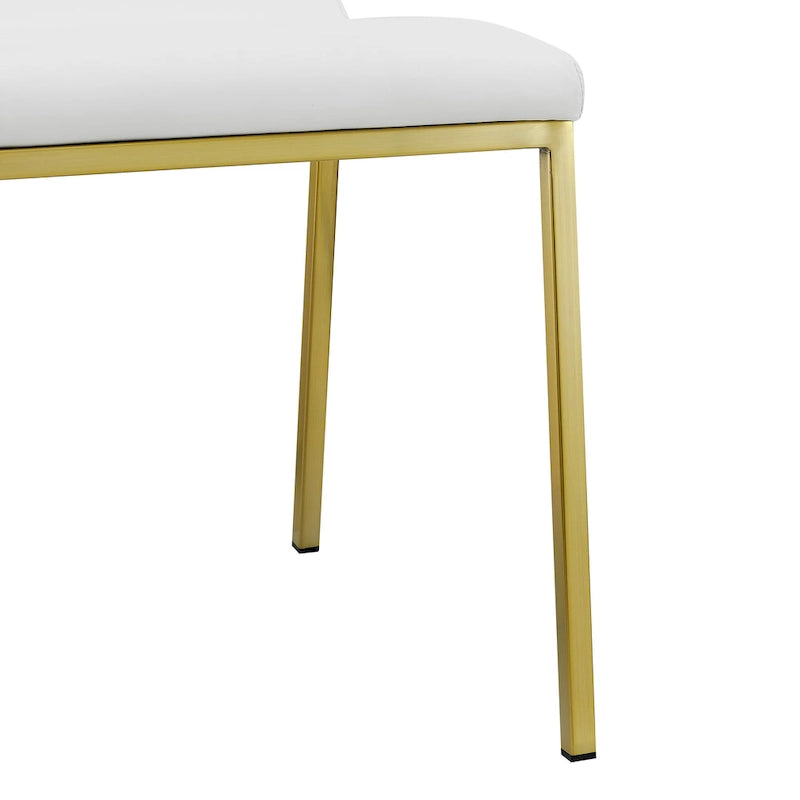 Chaises de salle à manger blanches avec pieds en or brossé (lot de 2)