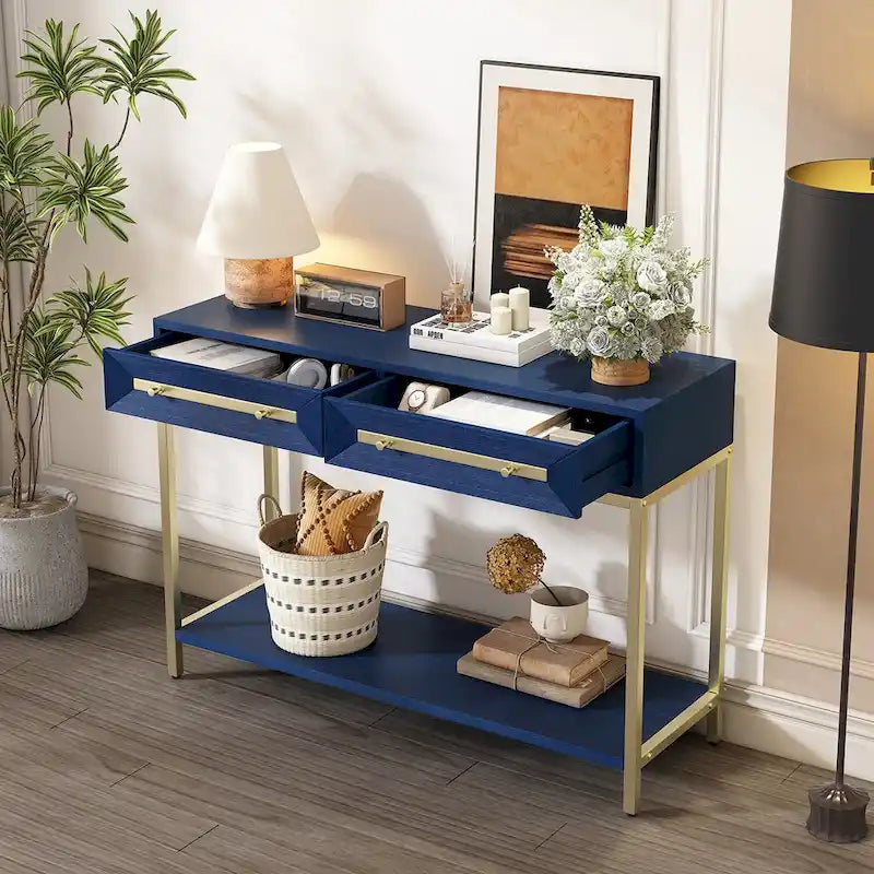 Console en bois avec 2 tiroirs pour entrée