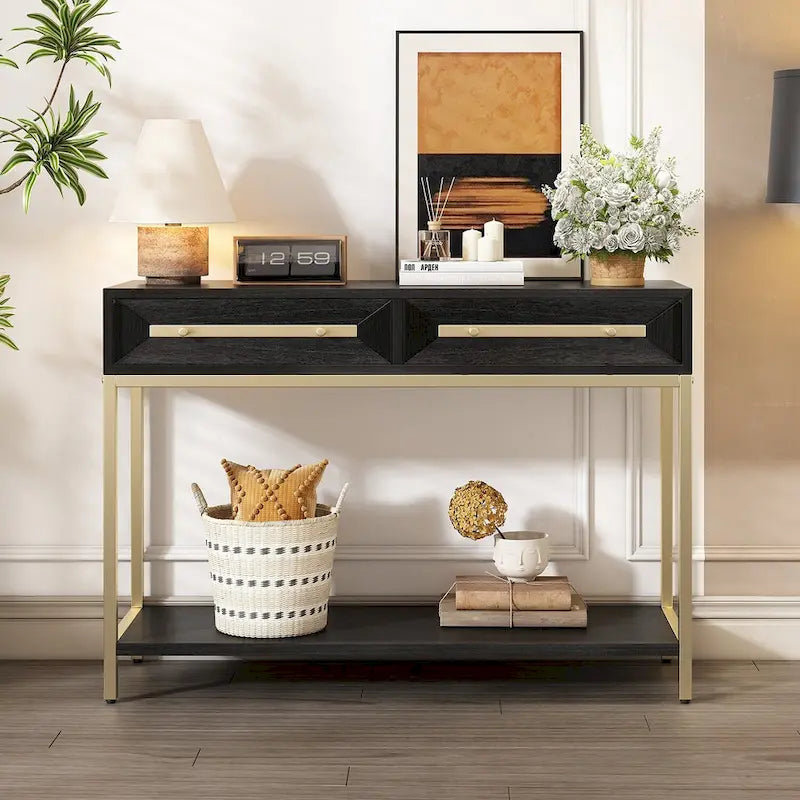 Console en bois avec 2 tiroirs pour entrée