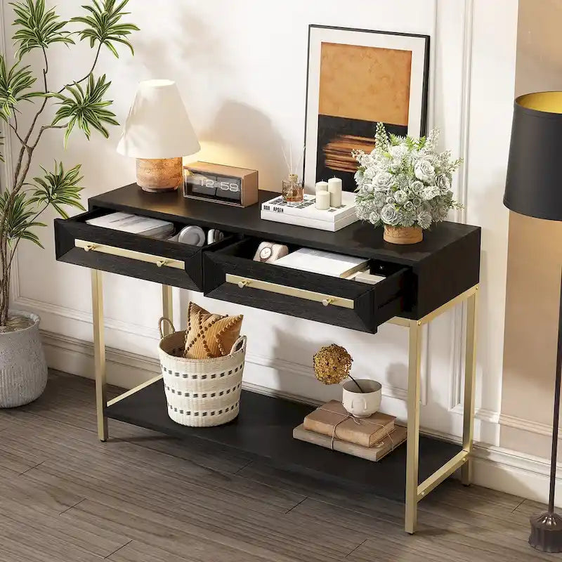 Console en bois avec 2 tiroirs pour entrée