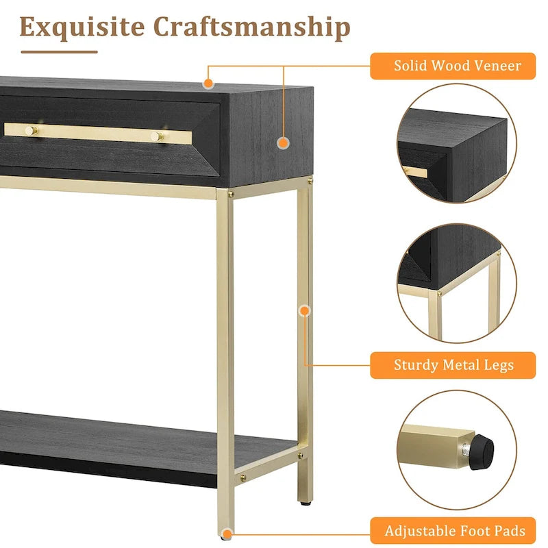 Console en bois avec 2 tiroirs pour entrée