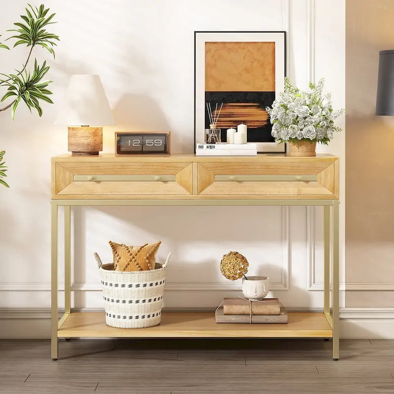 Console en bois avec 2 tiroirs pour entrée