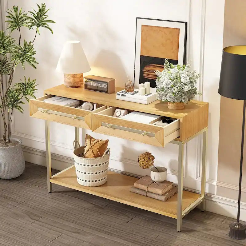 Console en bois avec 2 tiroirs pour entrée