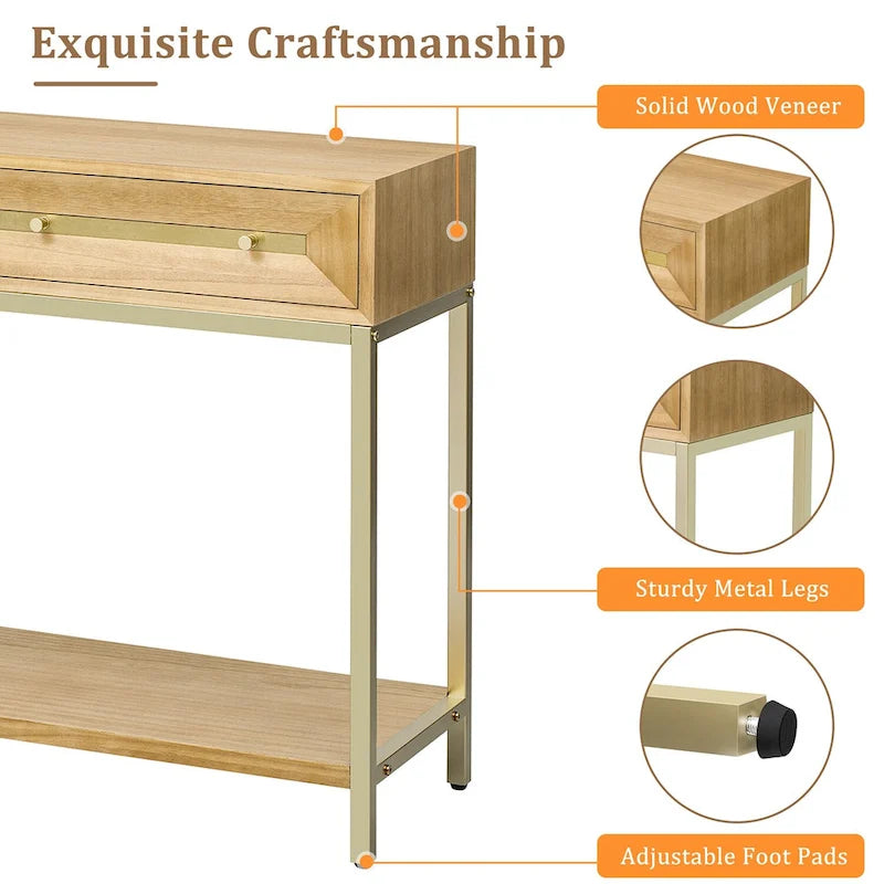 Console en bois avec 2 tiroirs pour entrée