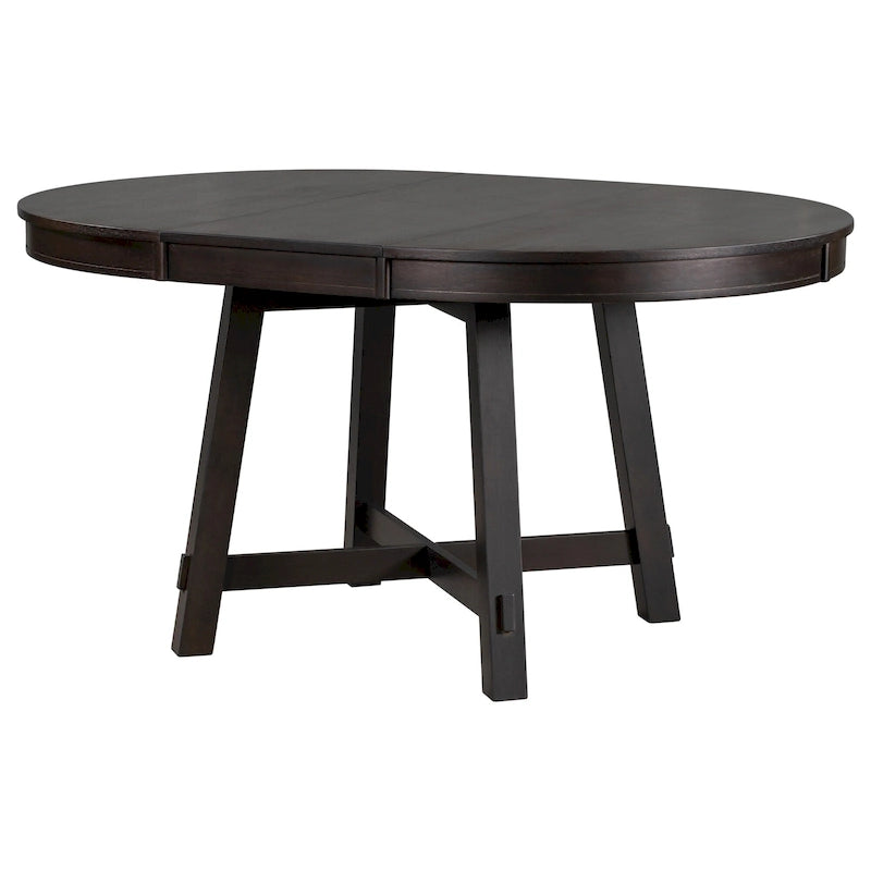 Table de salle à manger ronde en bois massif extensible avec rallonge de 16 pouces