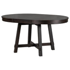 Table de salle à manger ronde en bois massif extensible avec rallonge de 16 pouces