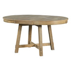Table de salle à manger ronde en bois massif extensible avec rallonge de 16 pouces