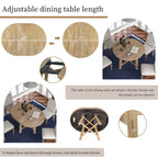 Table de salle à manger ronde en bois massif extensible avec rallonge de 16 pouces