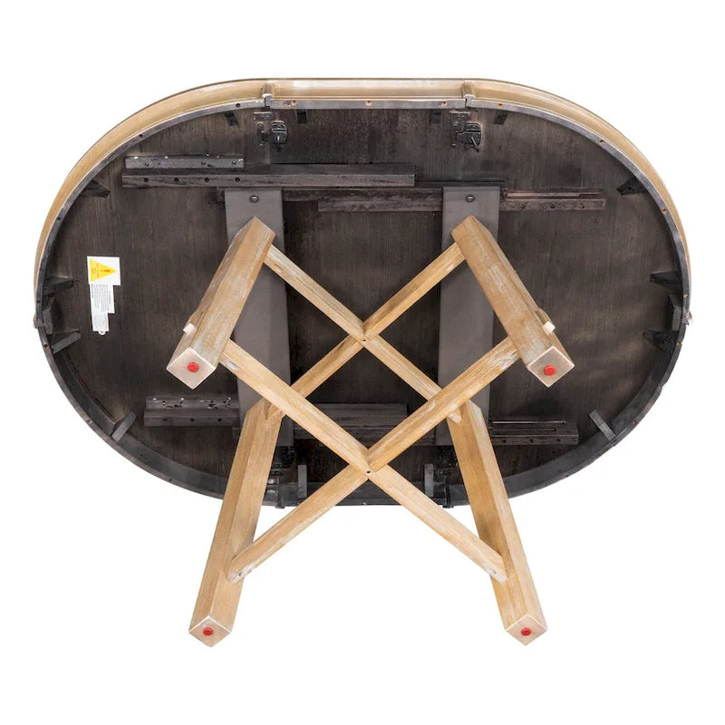Table de salle à manger ronde en bois massif extensible avec rallonge de 16 pouces