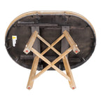 Table de salle à manger ronde en bois massif extensible avec rallonge de 16 pouces