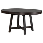 Table de salle à manger ronde en bois massif extensible avec rallonge de 16 pouces