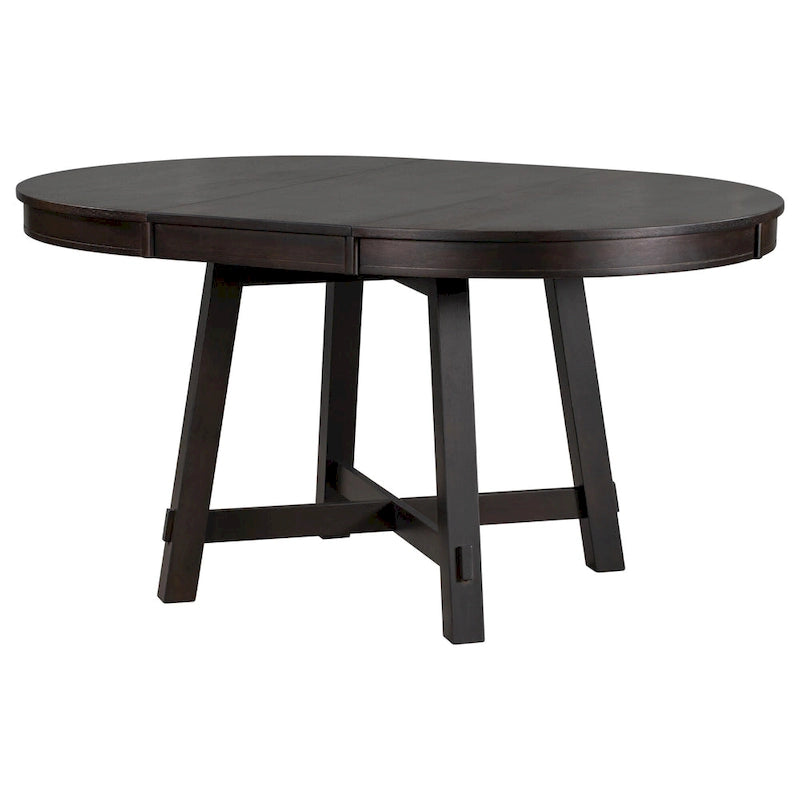 Table de salle à manger ronde en bois massif extensible avec rallonge de 16 pouces