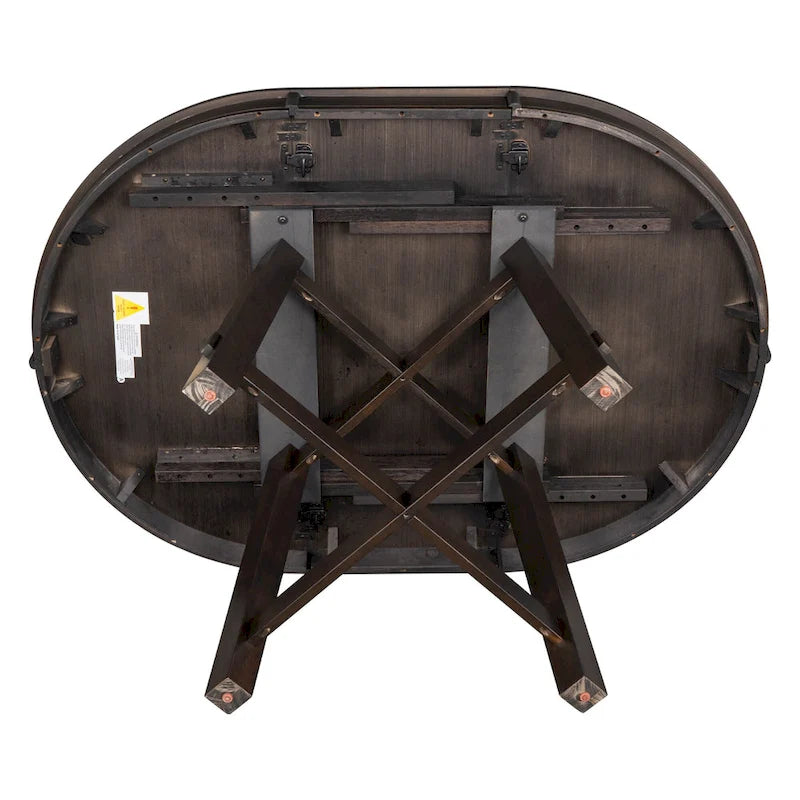 Table de salle à manger ronde en bois massif extensible avec rallonge de 16 pouces
