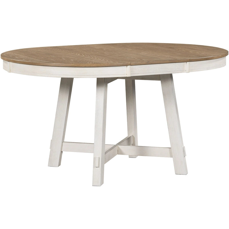 Table de salle à manger ronde en bois massif extensible avec rallonge de 16 pouces