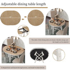Table de salle à manger ronde en bois massif extensible avec rallonge de 16 pouces