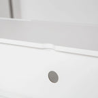 Meuble TV flottant blanc de 63 pouces avec rangement, lumières LED et prise de courant