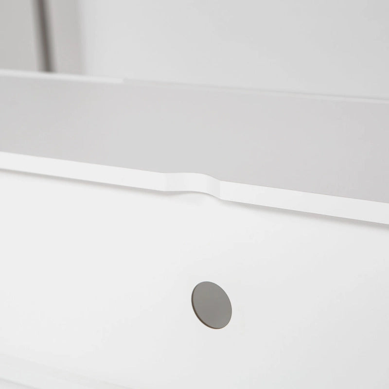 Meuble TV flottant blanc de 63 pouces avec rangement, lumières LED et prise de courant