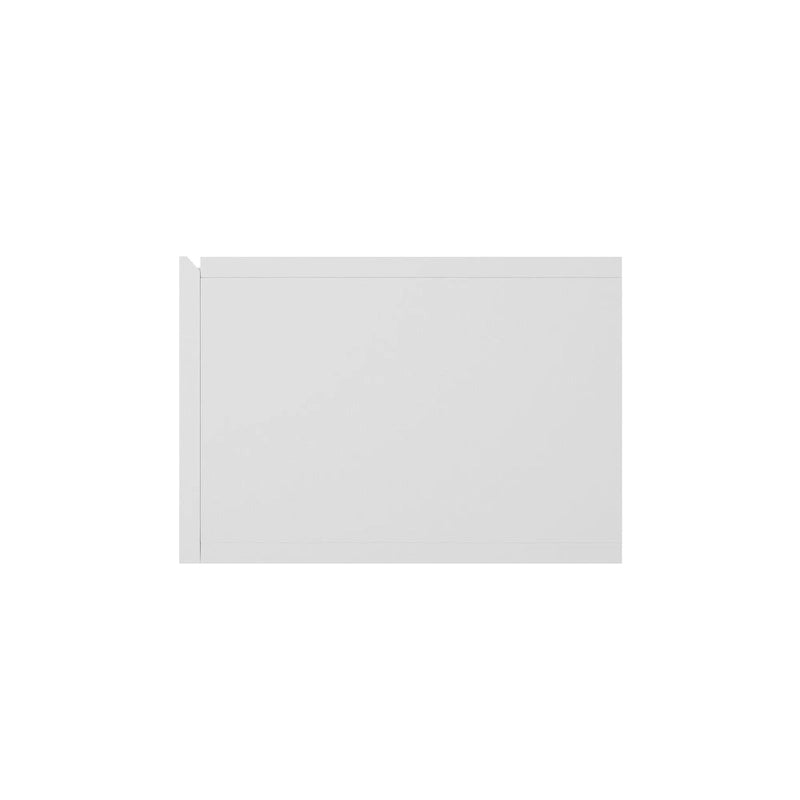 Meuble TV flottant blanc de 63 pouces avec rangement, lumières LED et prise de courant