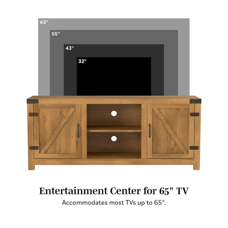 Meuble TV de 58 pouces avec porte coulissante type « porte de grange »