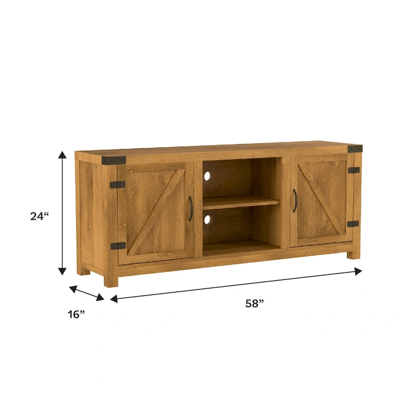 Meuble TV de 58 pouces avec porte coulissante type « porte de grange »