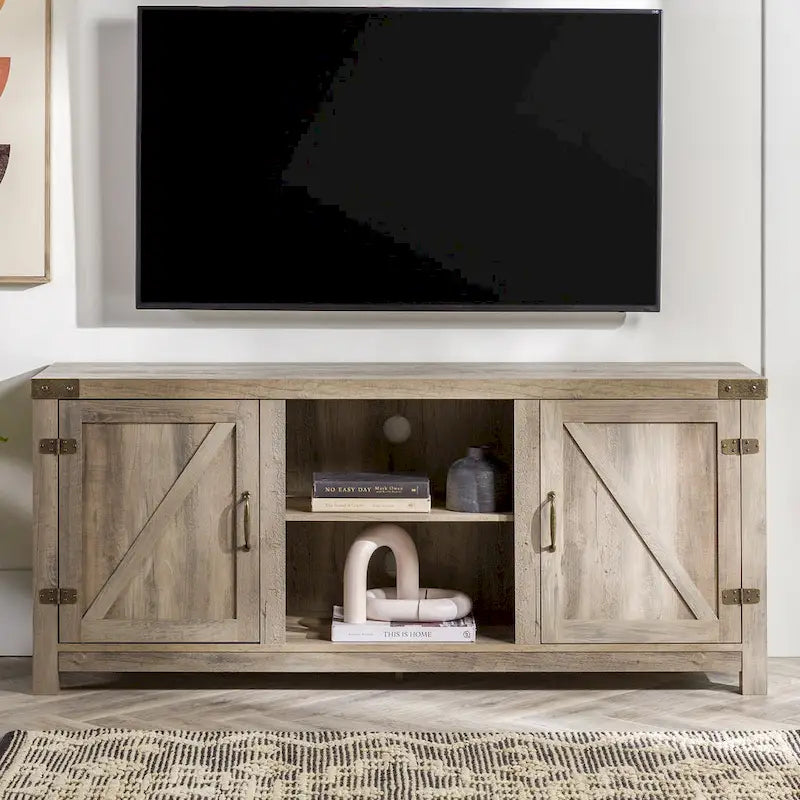 Meuble TV de 58 pouces avec porte coulissante type « porte de grange »