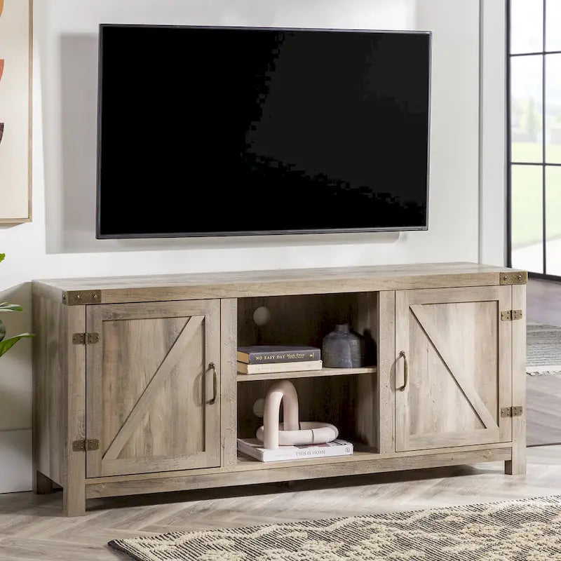 Meuble TV de 58 pouces avec porte coulissante type « porte de grange »