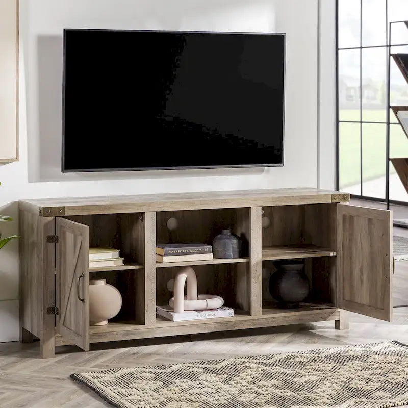 Meuble TV de 58 pouces avec porte coulissante type « porte de grange »