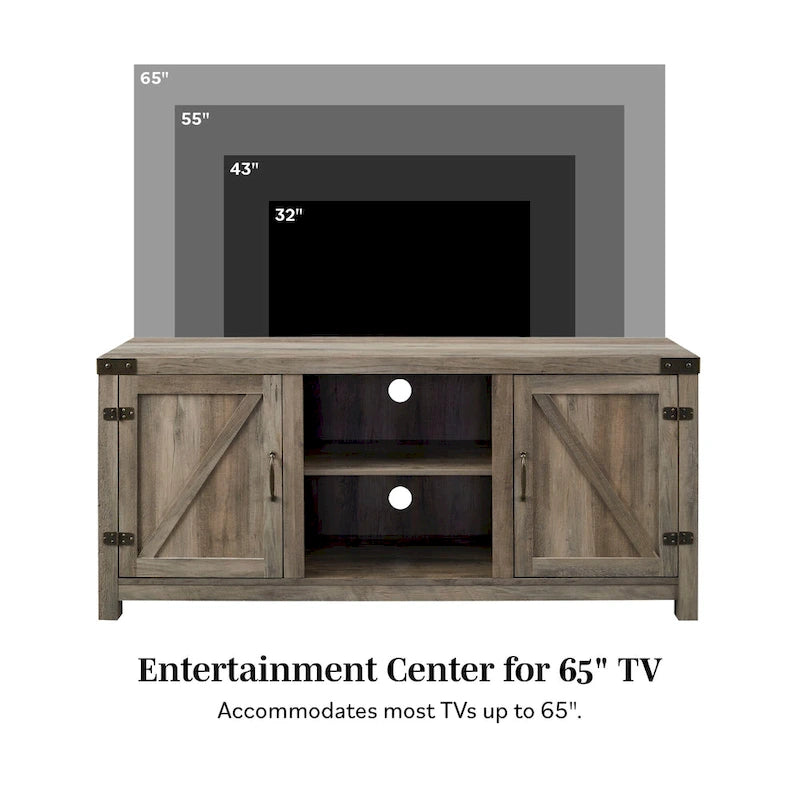 Meuble TV de 58 pouces avec porte coulissante type « porte de grange »