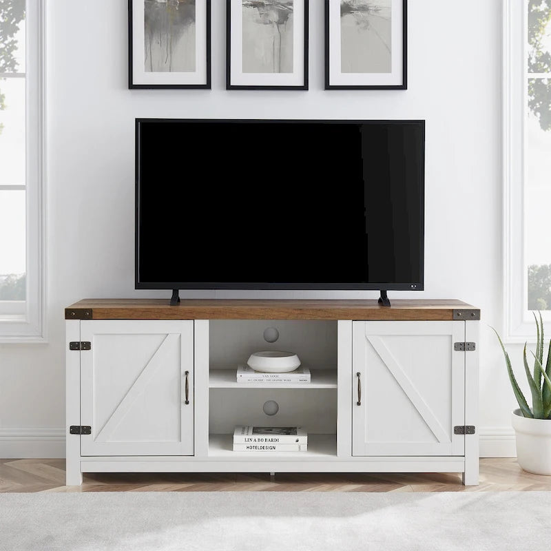 Meuble TV de 58 pouces avec porte coulissante type « porte de grange »