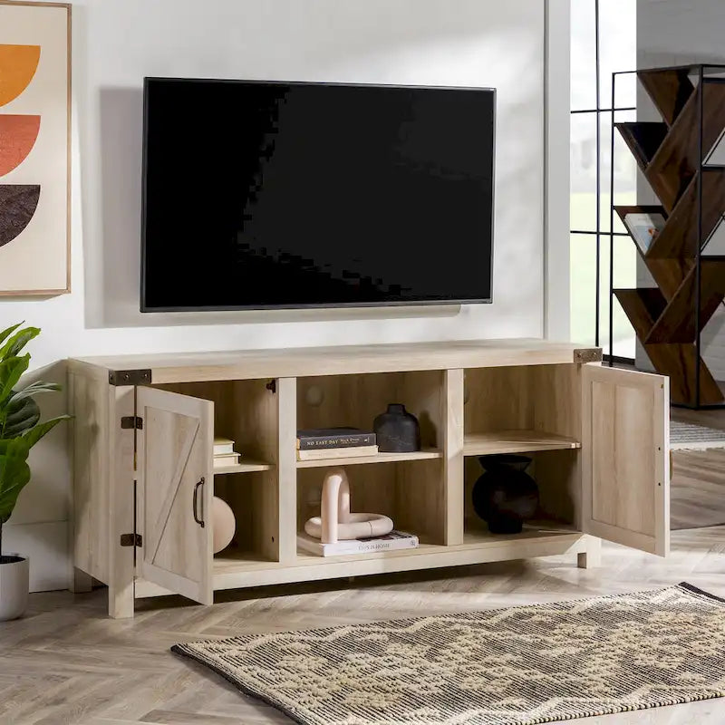 Meuble TV de 58 pouces avec porte coulissante type « porte de grange »