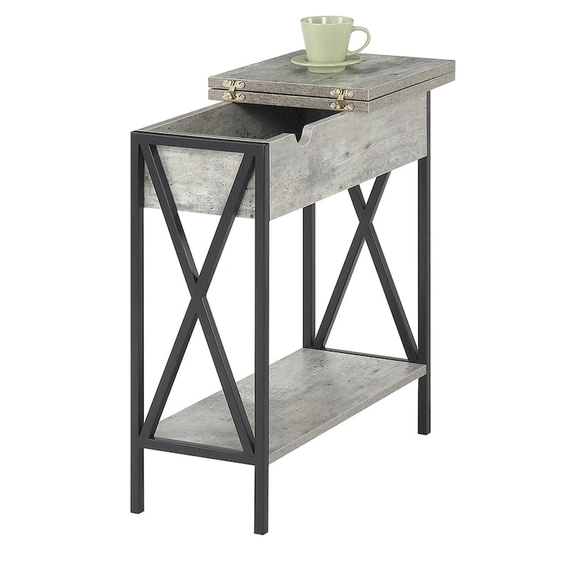 Table d'appoint relevable avec station de charge et étagère