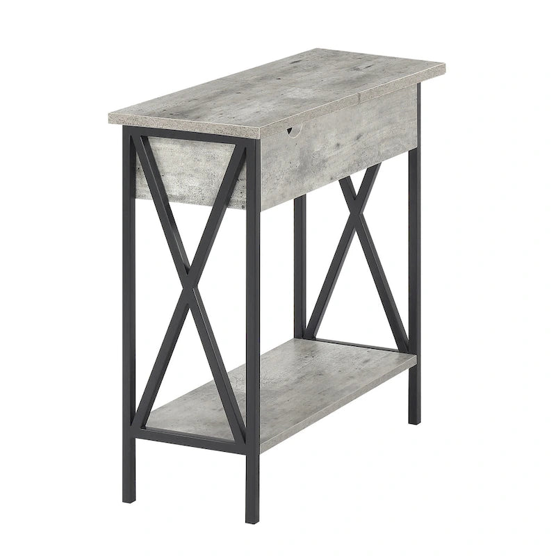 Table d'appoint relevable avec station de charge et étagère