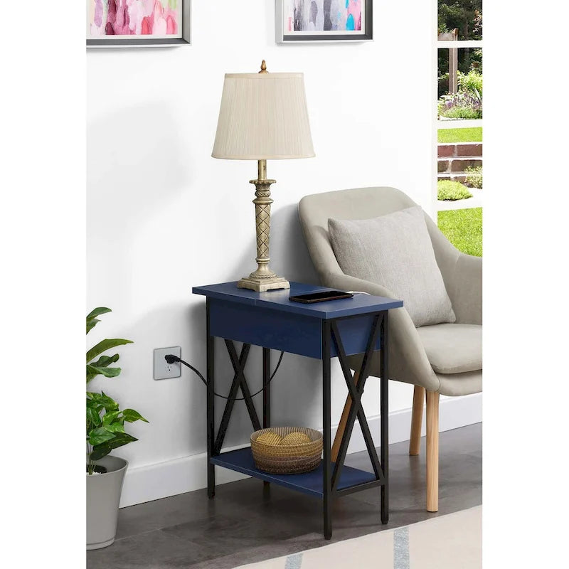 Table d'appoint relevable avec station de charge et étagère