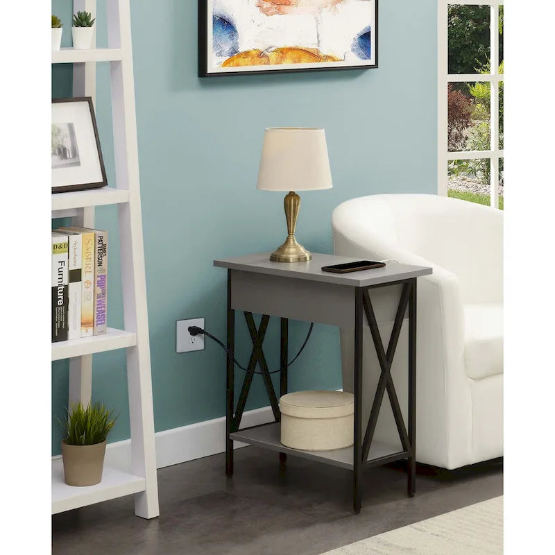 Table d'appoint relevable avec station de charge et étagère