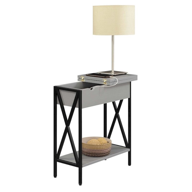 Table d'appoint relevable avec station de charge et étagère