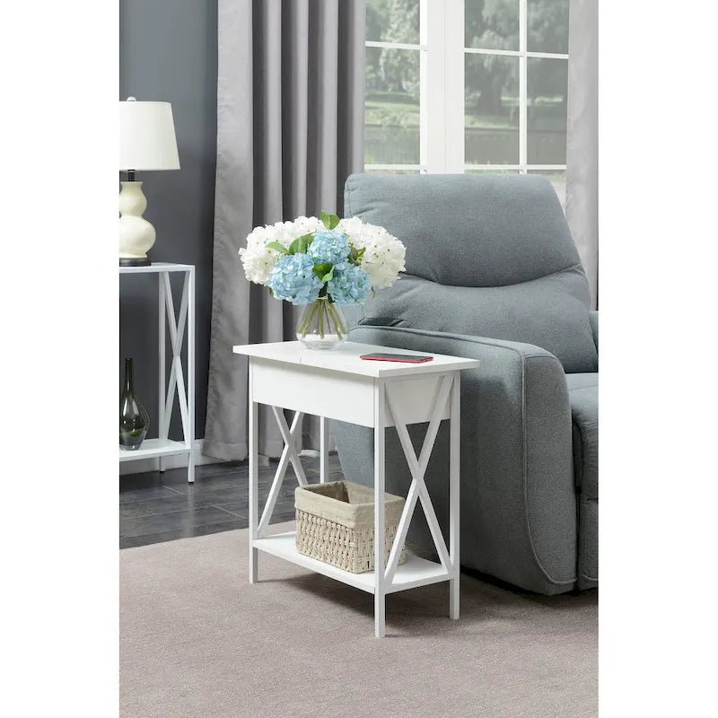 Table d'appoint relevable avec station de charge et étagère