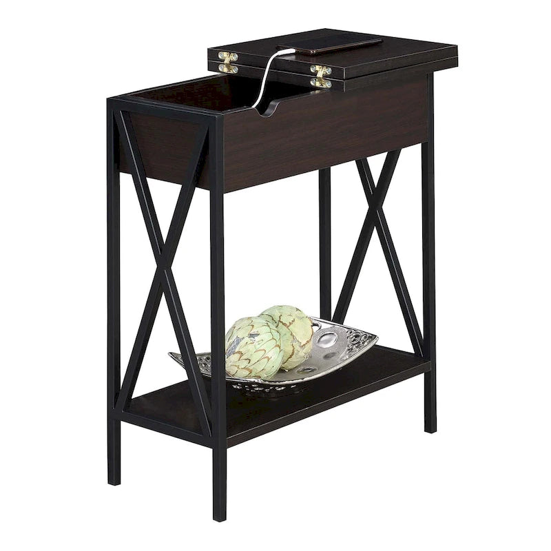 Table d'appoint relevable avec station de charge et étagère