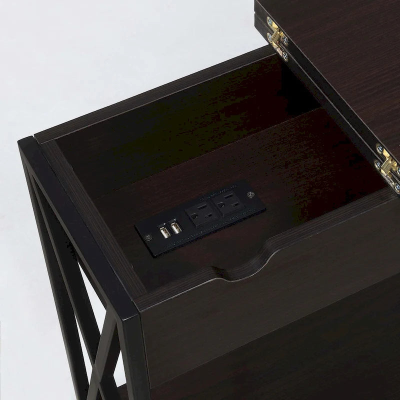 Table d'appoint relevable avec station de charge et étagère